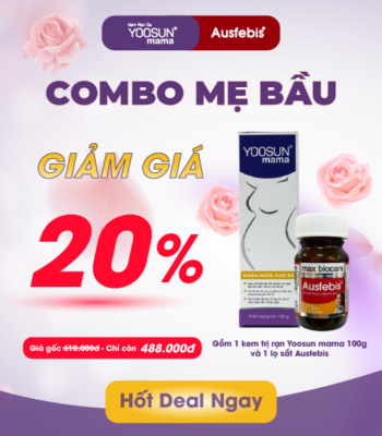 [GIẢM 20%] Combo Kem bôi rạn da dược liệu Yoosun Mama 100g và Sắt Ausfebis 30 viên cho mẹ