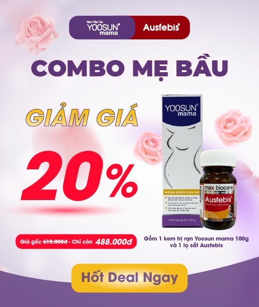 [GIẢM 20%] Combo Kem bôi rạn da dược liệu Yoosun Mama 100g và Sắt Ausfebis 30 viên cho mẹ