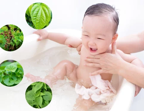 dung la tam chua vang da cho tre so sinh duoc khong