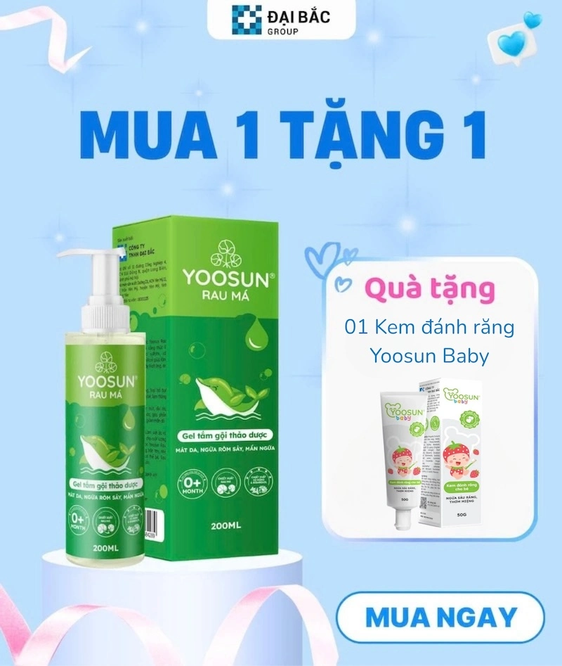 MUA GEL TẮM GỘI THẢO DƯỢC YOOSUN RAU MÁ, TẶNG NGAY KEM ĐÁNH RĂNG CHO BÉ!