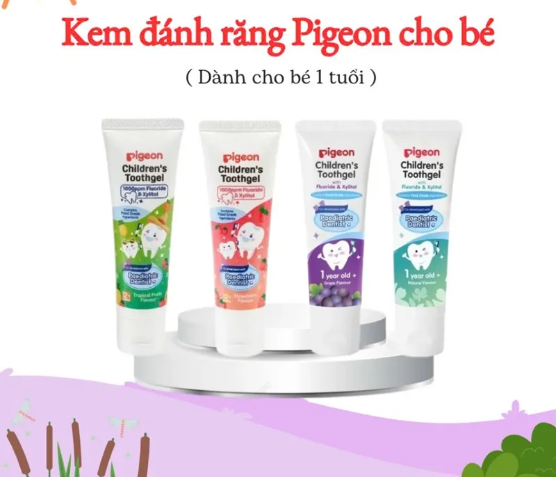 Kem đánh răng cho bé 1 tuổi Pigeon