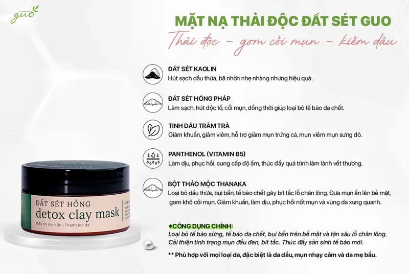 Mặt nạ đất sét cho bà bầu GUO Detox Clay Mask