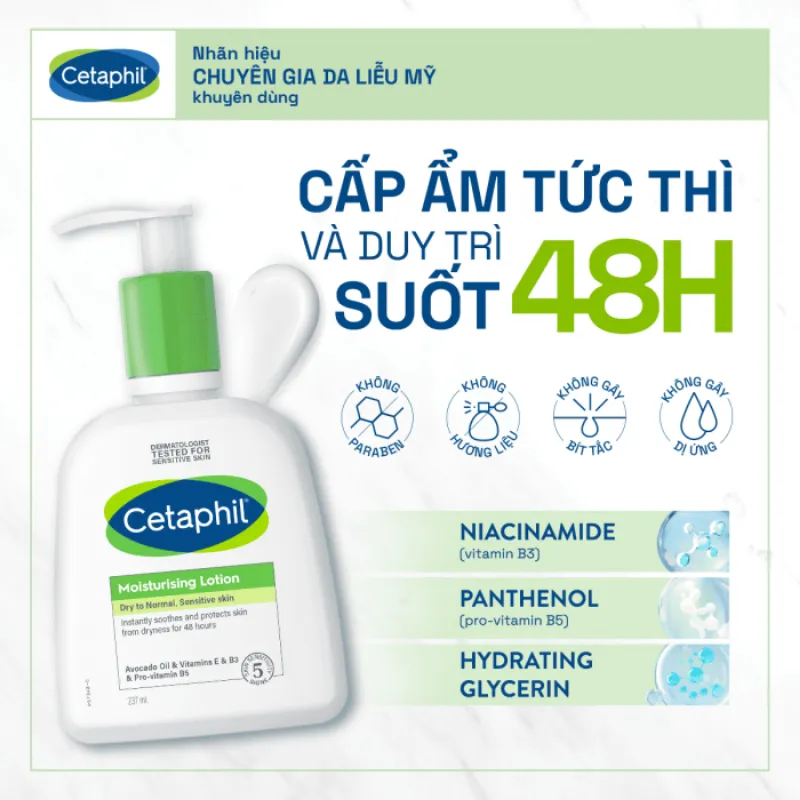 Sua duong am diu lanh cho da nhay cam Cetaphil Moisturising Lotion 