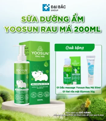 Mua sữa dưỡng ẩm Yoosun rau má 200ml tặng ngay 1 dầu massage Yoosun rau má và Gel rửa mặt Elymom
