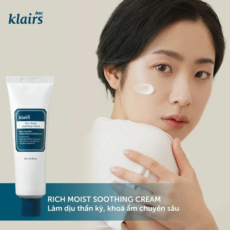 Kem dưỡng ẩm da mặt mùa đông Klairs Rich Moist Soothing Cream