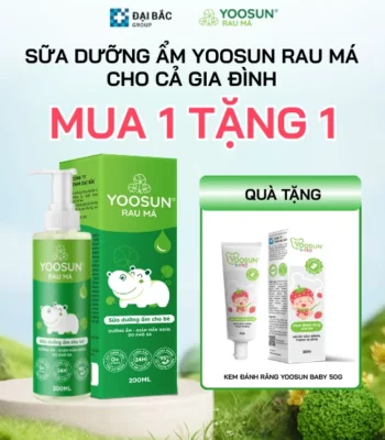 Mua sữa dưỡng ẩm Yoosun rau má 200ml tặng ngay Kem đánh răng Yoosun Baby cho bé từ 12 tháng tuổi