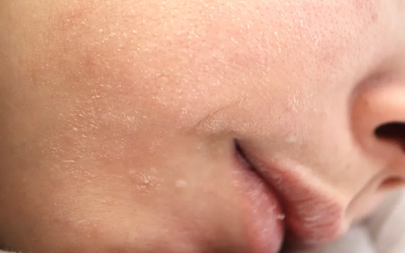 Khô da thông thường (Xerosis), da bị tróc vảy trắng vào mùa đông