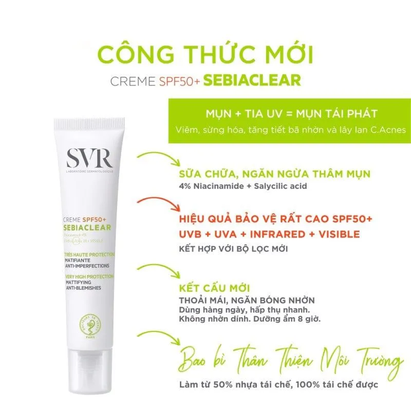 Kem chống nắng SVR Sebiaclear Creme SPF50+