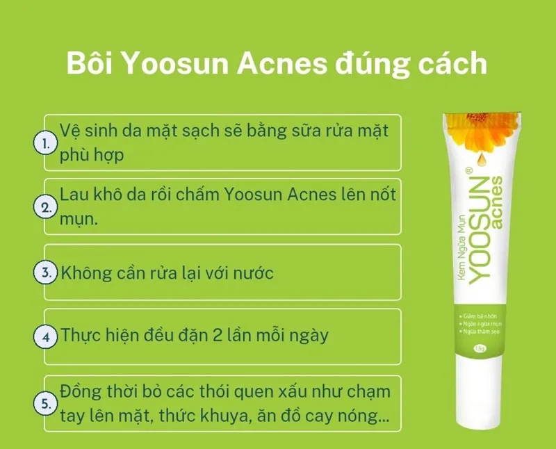 Cách chăm sóc da mụn với Yoosun Acnes