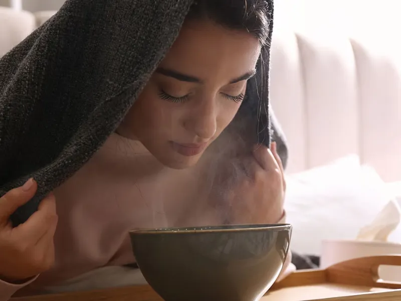 xông mặt bằng lá tía tô chữa nám