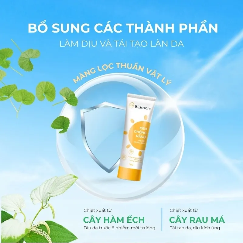Kem chống nắng mẹ bầu và sau sinh ELYMOM (Thuần Vật lý)