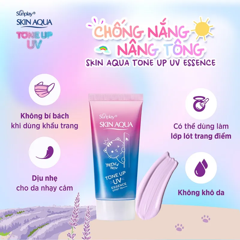 Tinh chất chống nắng Sunplay Tone Up UV Essence Rohto SPF50+ PA++++ (Lavender)