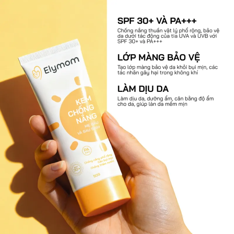 Kem chống nắng Việt Nam Elymom thuần vật lý phổ rộng nâng tone