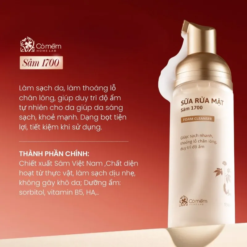 Sữa rửa mặt Sâm 1700 Cỏ Mềm