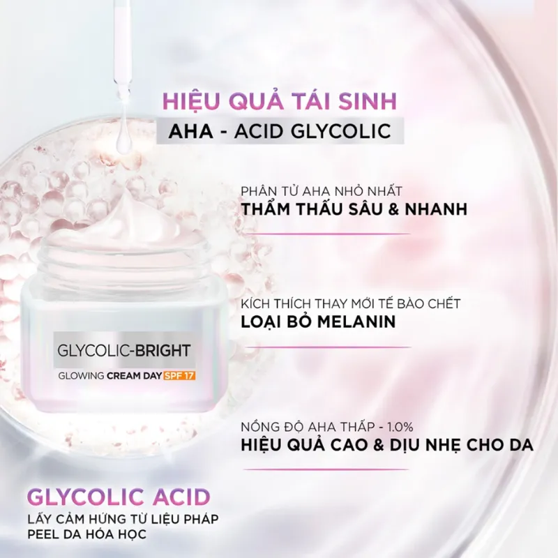 Kem dưỡng da giảm nám L'Oreal Paris Glycolic-Bright Day Cream
