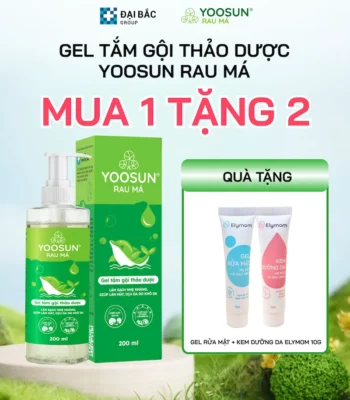 MUA GEL TẮM GỘI THẢO DƯỢC YOOSUN RAU MÁ TẶNG BỘ 2 (GEL RỬA MẶT + KEM DƯỠNG DA ELYMOM 10G)