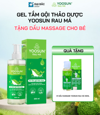 [ĐÃ HẾT CTKM] MUA GEL TẮM GỘI THẢO DƯỢC YOOSUN RAU MÁ TẶNG DẦU MASSAGE CHO BÉ YÊU