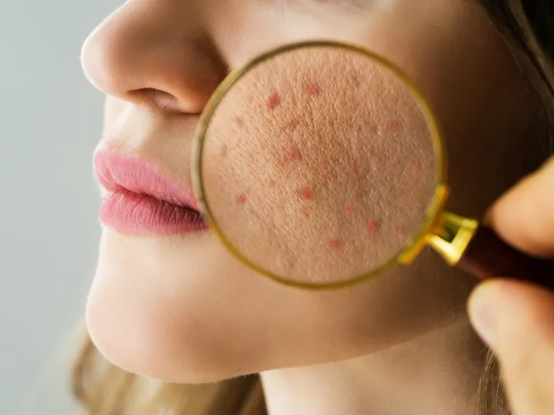 Bít tắc lỗ chân lông ở mặt do tế bào chết tích tụ