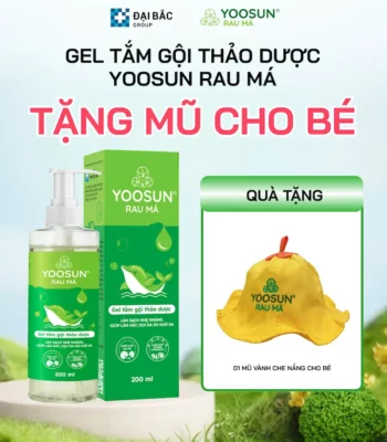 MUA GEL TẮM GỘI THẢO DƯỢC YOOSUN RAU MÁ TẶNG MŨ VÀNH CHE NẮNG ĐÁNG YÊU CHO BÉ