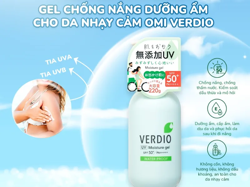 Gel chống nắng dưỡng ẩm cho da nhạy cảm Omi Verdio Nhật Bản