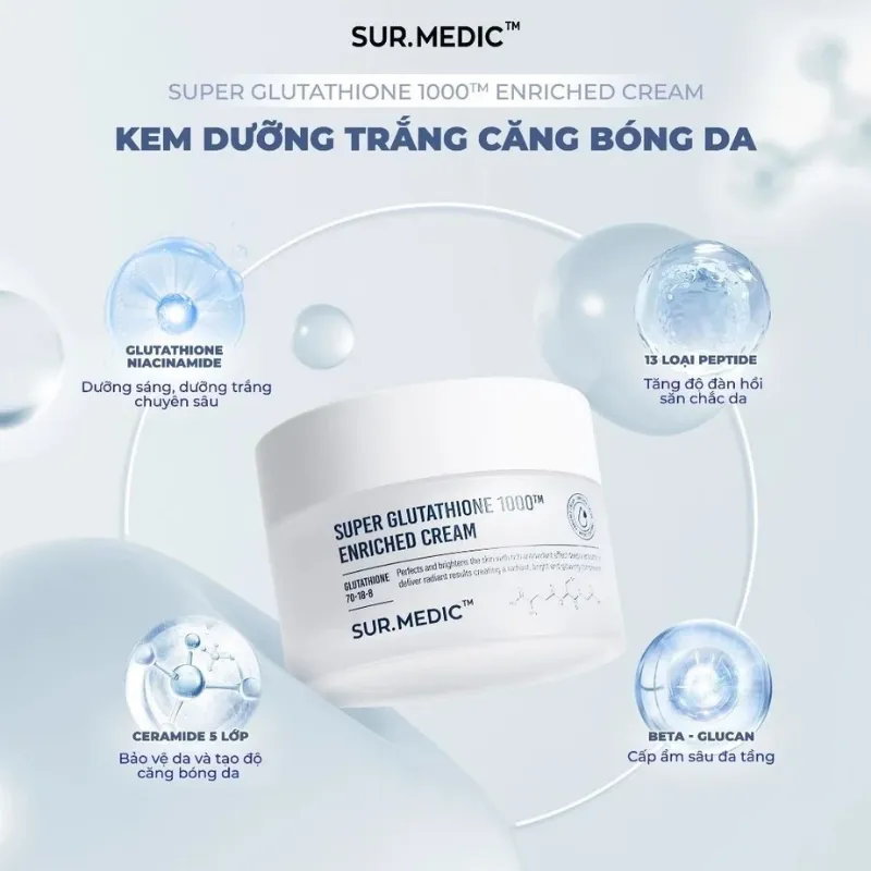 Kem Dưỡng Sur.Medic+ Super Glutathione Enriched Cream – Phục hồi đa tầng