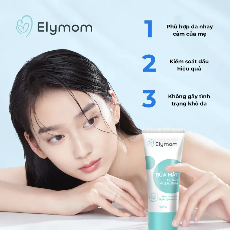 Gel rửa mặt Elymom dành cho da nhạy cảm, mẹ bầu và sau inh