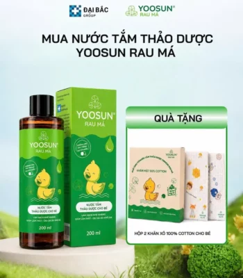 MUA 01 NƯỚC TẮM THẢO DƯỢC YOOSUN RAU MÁ 200ML – TẶNG NGAY 01 HỘP 02 CHIẾC KHĂN 100% COTTON MỀM MẠI CHO BÉ