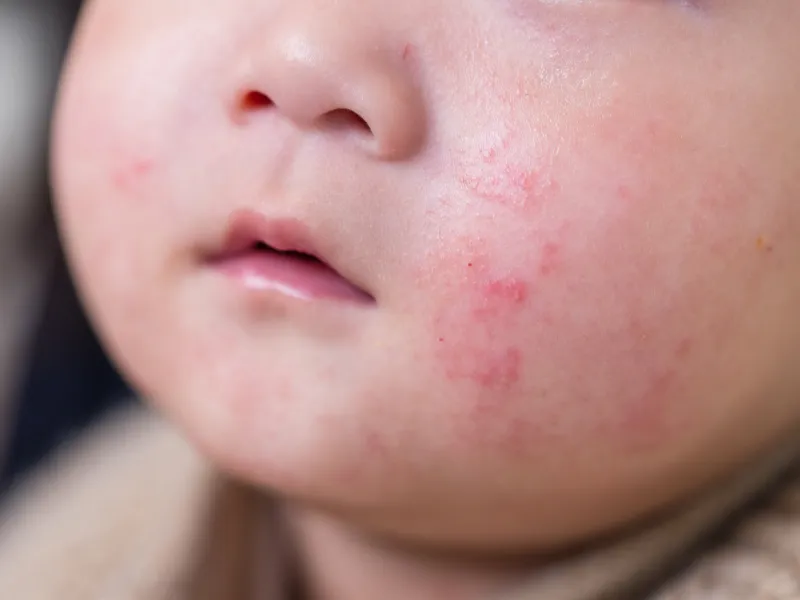 Các nốt rôm dễ vỡ khi cọ xát