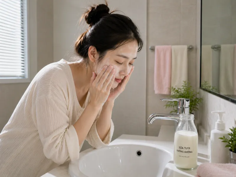 Rửa mặt bằng sữa tươi không đường