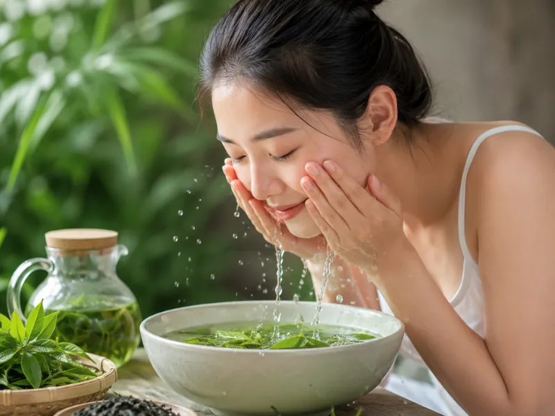 Hướng dẫn 3 bước rửa mặt bằng nước trà xanh đơn giản